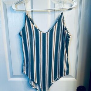 Gaze Striped Bodysuit in Blue and White